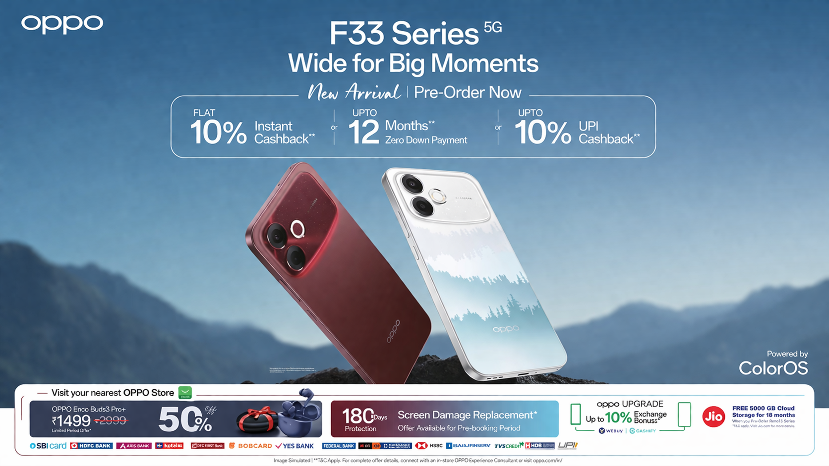oppo f33 series 5g zero down payment cashback offers